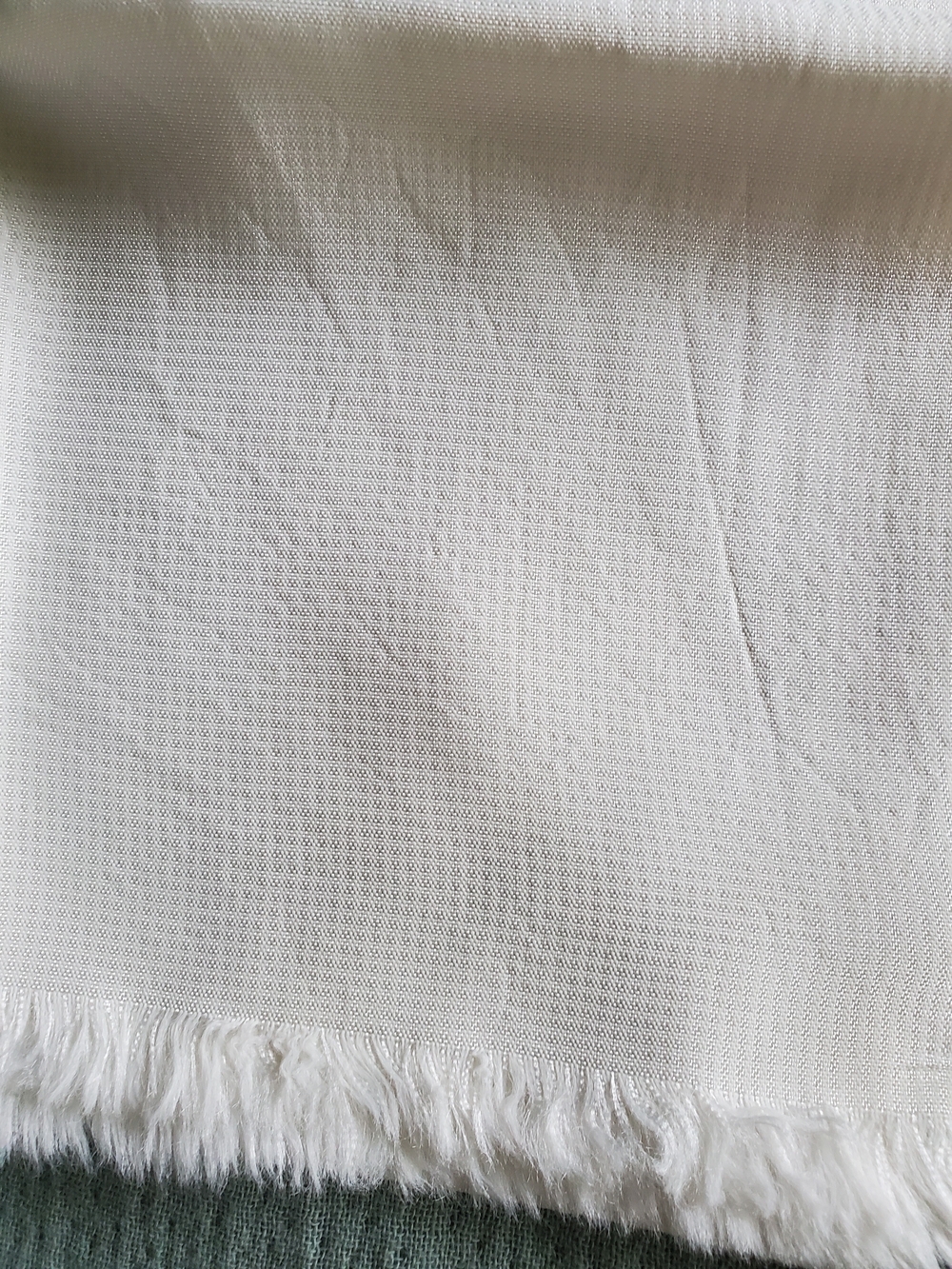 Vintage Ivory Silk Fringe Scarf - Picture 2 of 3
